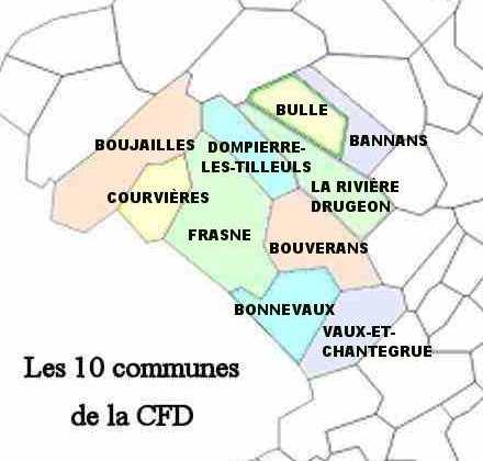 Carte des communes de la CFD (Frasne-Drugeon)
